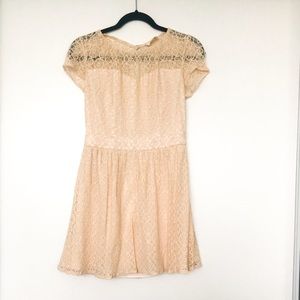 Short sleeve, backless lace summer dress
